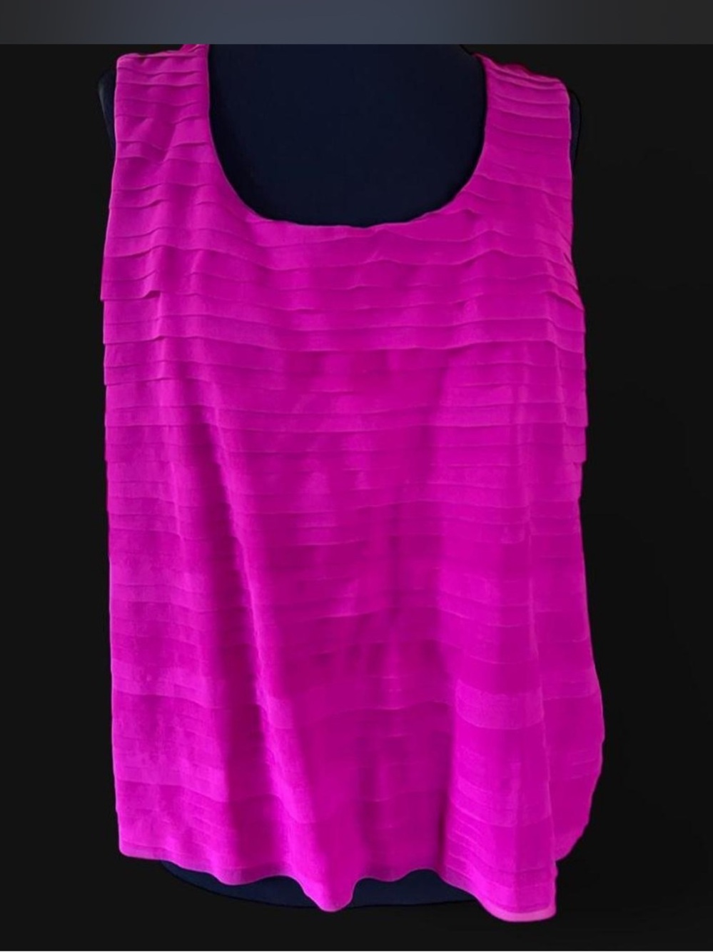 Chico’s Sleeveless Layered Ruffle Tank Top - Fuchsia Pink
